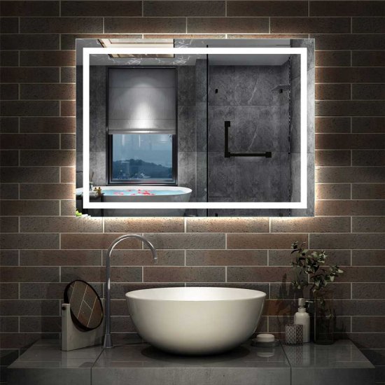 80×60 cm LED Badspiegel Wandschalter Beschlagfrei Kaltweiß[Typ F] - zum Schließen ins Bild klicken