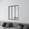 Schwarzes Innenfenster feststehend gehärtetes Klarglas 93 x H.108 cm