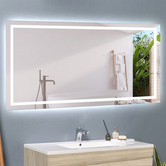 LED Spiegel 120*70cm Wandschalter BESCHLAGFREI Spiegel mit Beleuchtung Lichtspiegel Wandspiegel - zum Schließen ins Bild klicken