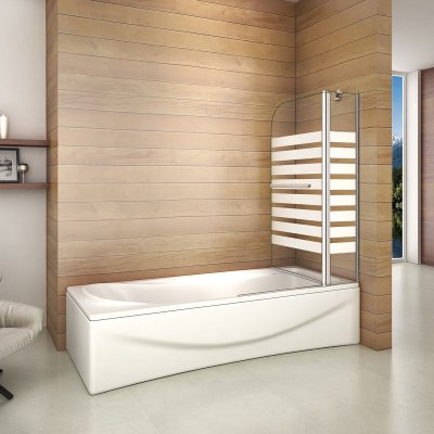 Faltwand NANO ESG Echtglas Badewannenaufsatz Duschabtrennung Duschwand 2-tlg 