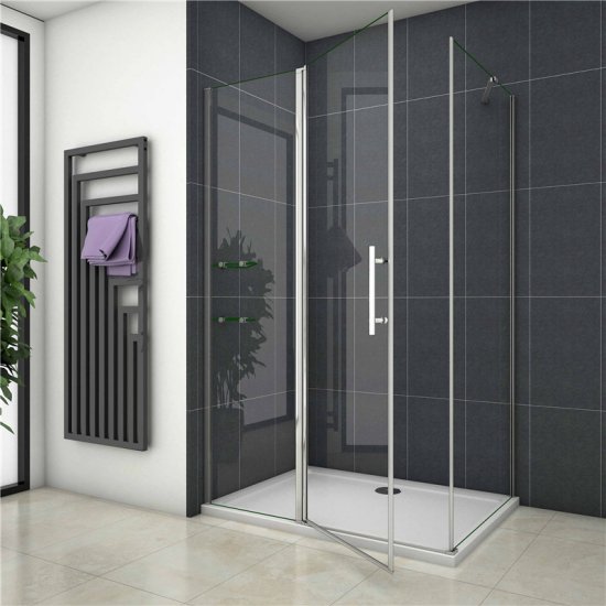 Drehtür Nischentür Duschtür Duschkabine 120x80x195cm + Duschtasse - zum Schließen ins Bild klicken