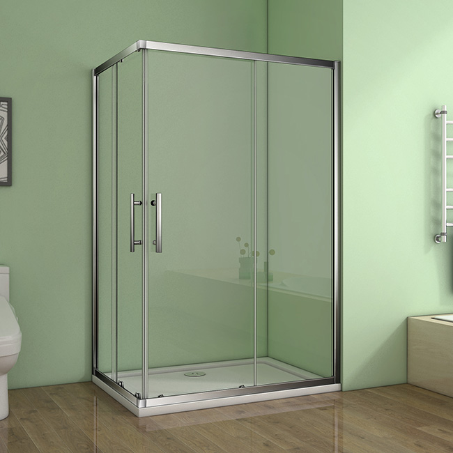 Eckeinstieg Dusche Duschkabine Schiebetür ESG Echtglas Duschabtrennung Duschwand
