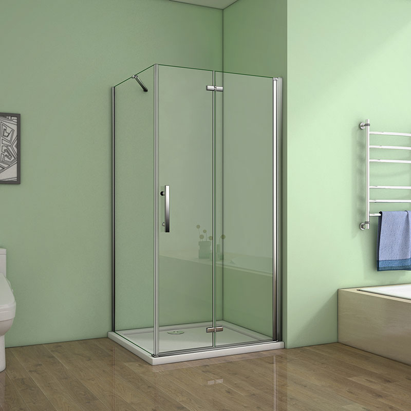 Duschkabine Drehtür Duschabtrennung Pendeltür mit Seitenwand Duschwand NANO Glas 