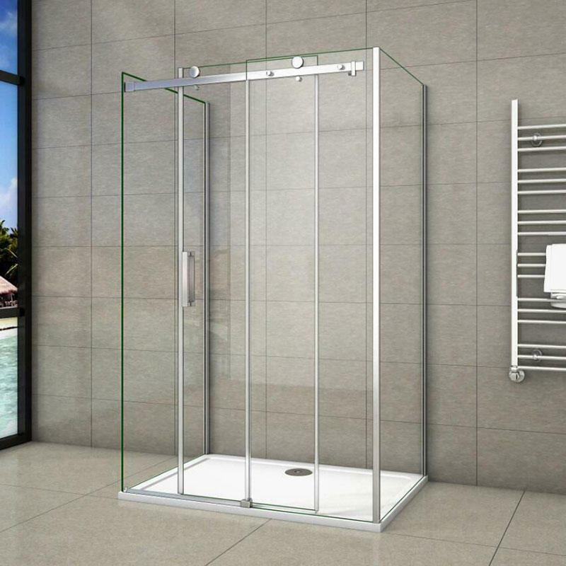 AICA Schiebetür Gleittür 6mm Echtglas ESG Duschabtrennung Duschwand Dusche 