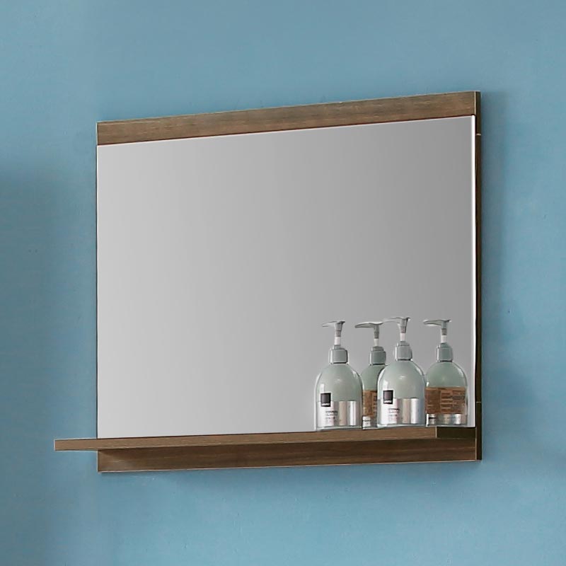 Badezimmer-Spiegel 67x67cm Kiefer weiß lasiert Badspiegel Flurspiegel mit Ablage