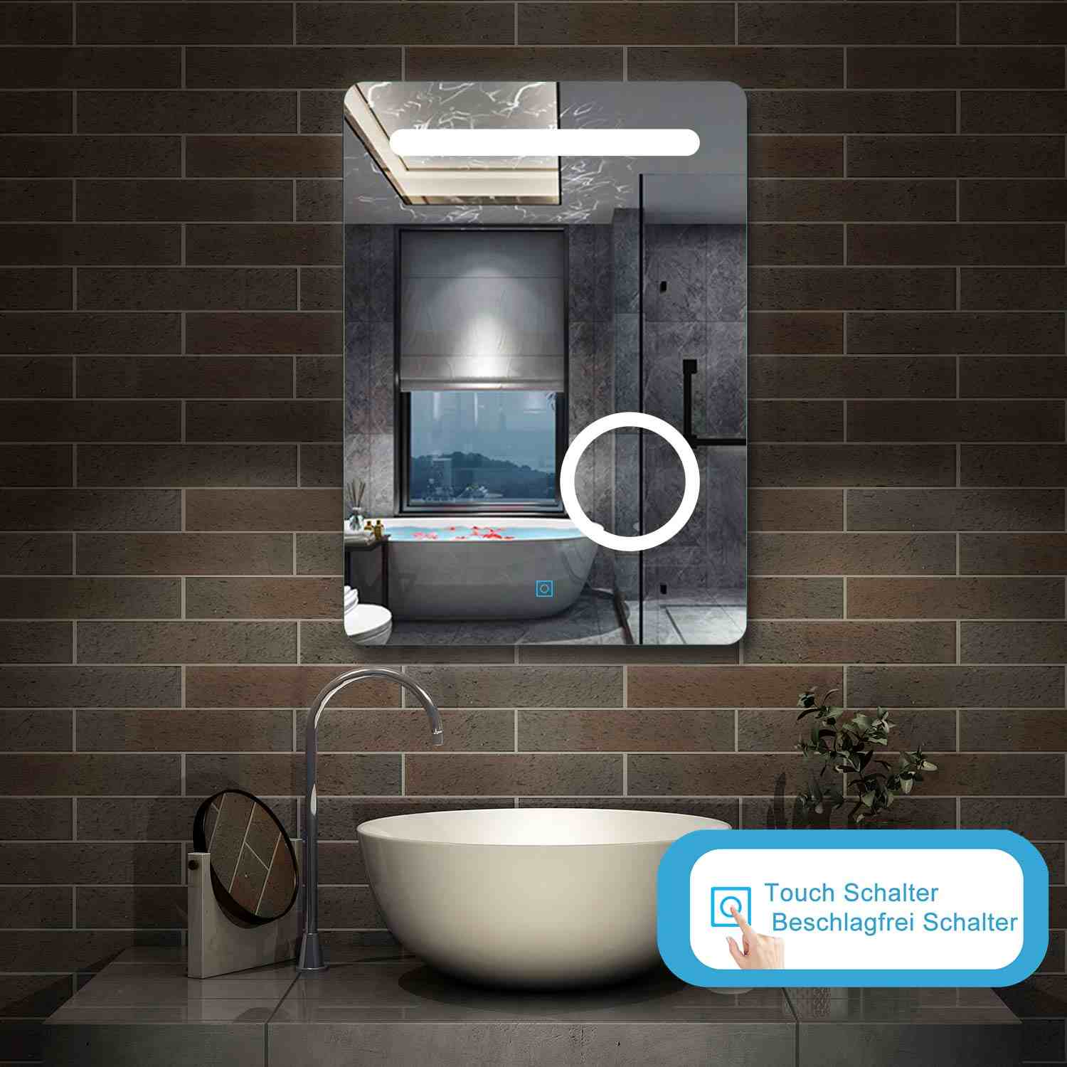 50×70 cm LED Badspiegel, 3x Schminkspiegel Touch Beschlagfrei Kaltweiß[Typ  I] [TZBY_J-HD1102MV] - €113,99 - Aica Sanitär GmbH - Duschkabine  Duschabtrennung